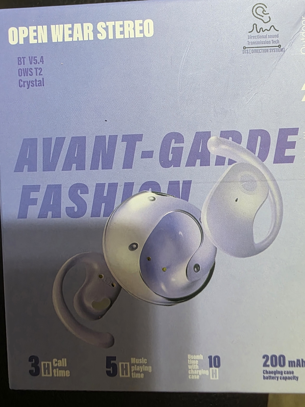 Crystal Open Wear Stereo Wireless Earbuds - Purple